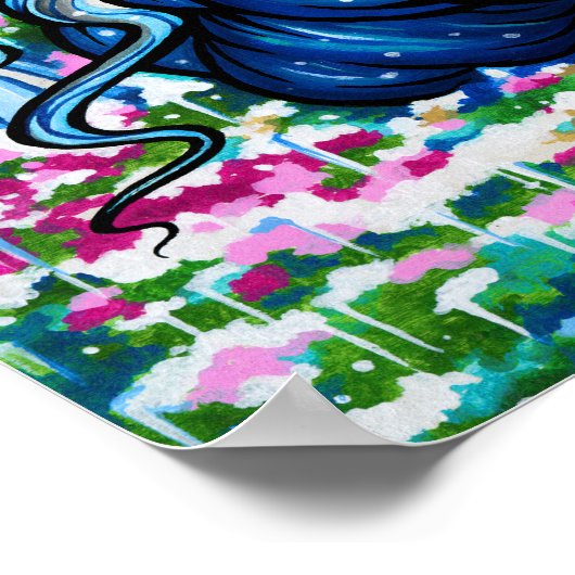 アイスプリンセススノーフクロウ冬ファンタジー妖精アート ポスター (角)