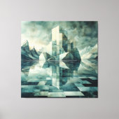 アイスベルグ付き幾何学的な北極景観 キャンバスプリント (正面)