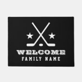 アイスホッカスタムケースティック付きウェルカムドアマット ドアマット (正面)