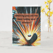 アイスホッケーがスラプショットを願う! カード (黄色い花)