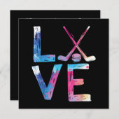 アイスホッケーが好きな女子のためのホッケーギフト 女性アイスホッケー 招待状 (正面/裏面)