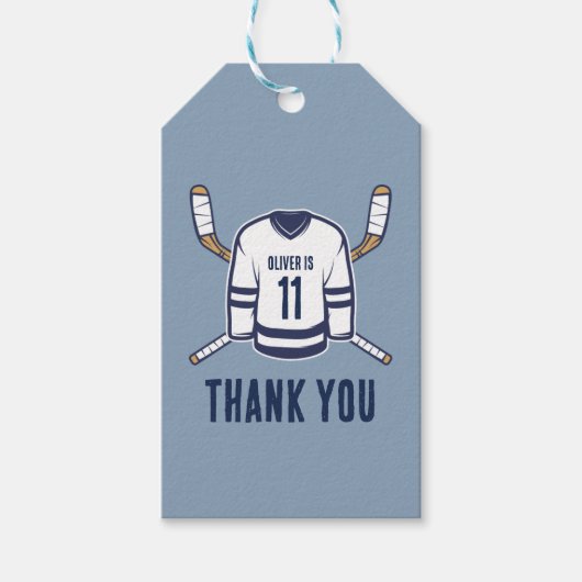 アイスホッケーでスケートをありがとうラベル ギフトタグ (正面)