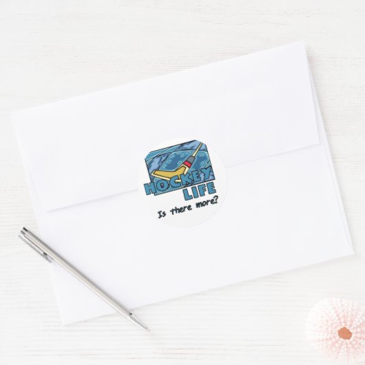 アイスホッケーでスティックもっとTシャツ ラウンドシール (封筒)