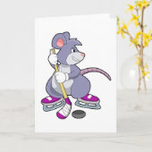 アイスホッケーでスティックを持つマウス カード (黄色い花)