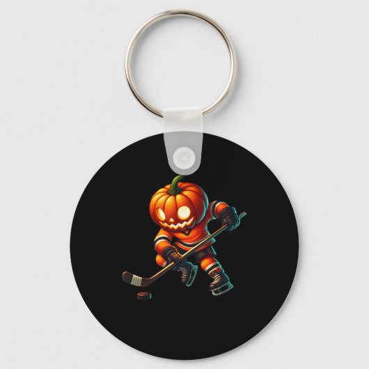 アイスホッケーのかぼちゃの顔 ハロウィン衣装 メンズ ボーイズ キーホルダー (正面)