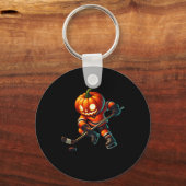 アイスホッケーのかぼちゃの顔 ハロウィン衣装 メンズ ボーイズ キーホルダー (正面)