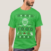 アイスホッケーのアウトドアの醜いクリスマスのセーターのTシャツ Tシャツ (正面)