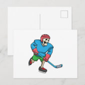 アイスホッケーのスケルトンとアイスホッケースティック ポストカード (正面/裏面)