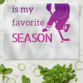 アイスホッケーのスケートタお気に入りのオル紫 キッチンタオル (折り畳み)