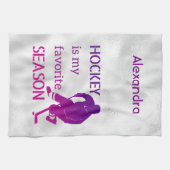 アイスホッケーのスケートタお気に入りのオル紫 キッチンタオル (横)