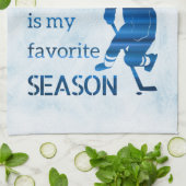 アイスホッケーのスケートタお気に入りのオル青 キッチンタオル (折り畳み)