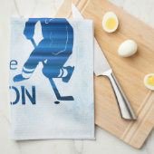 アイスホッケーのスケートタお気に入りのオル青 キッチンタオル (四つ折り)