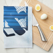 アイスホッケーのスケートタオルは青いガイリー キッチンタオル (四つ折り)