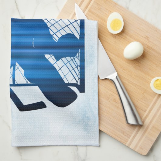 アイスホッケーのスケートタオルは青いガイリー キッチンタオル (四つ折り)