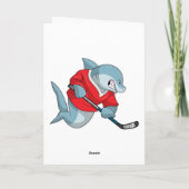 アイスホッケーのスティックを持つサメ カード (裏面)