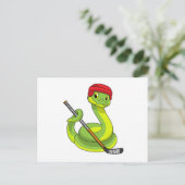 アイスホッケーのスティックを持つヘビ ポストカード (スタンド正面)