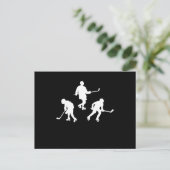 アイスホッケーのスティックプレーヤーのシルエット クールなスポーツギフト ポストカード (スタンド正面)