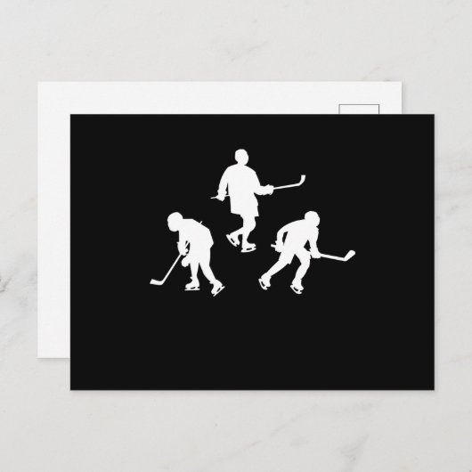 アイスホッケーのスティックプレーヤーのシルエット クールなスポーツギフト ポストカード (正面/裏面)