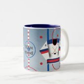 アイスホッケーのチームジャージーのマグ ツートーンマグカップ (正面右)