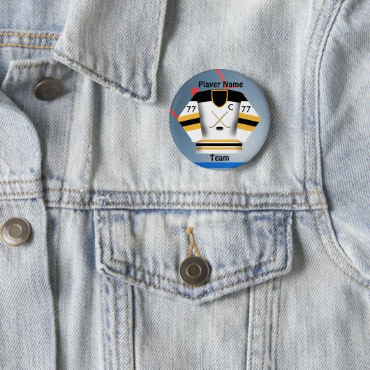 アイスホッケーのチームジャージーボタン 缶バッジ (インサイチュ)