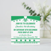 アイスホッケーのテーマのジャージーのパーティーはテンプレートを誘います 招待状 (スタンド正面)