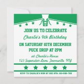 アイスホッケーのテーマのジャージーのパーティーはテンプレートを誘います 招待状 (正面)