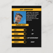 アイスホッケーのトレーディングカードで鮮やかな黄色 コーリングカード (裏面)