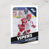 アイスホッケーのトレーディングカードの積極的な青の白 コーリングカード (正面)