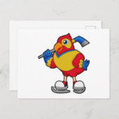 アイスホッケーのパトとアイスホッケーのスティック ポストカード (正面/裏面)