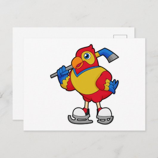 アイスホッケーのパトとアイスホッケーのスティック ポストカード (正面/裏面)