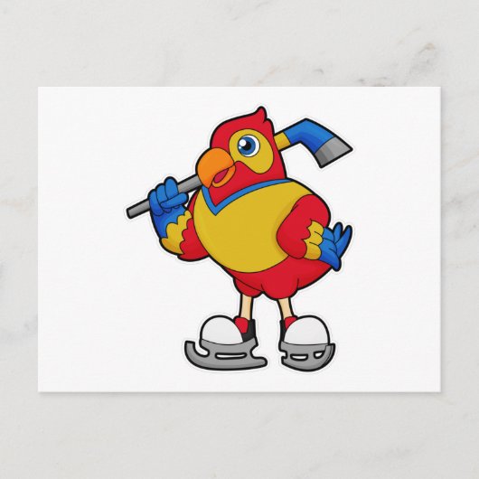 アイスホッケーのパトとアイスホッケーのスティック ポストカード (正面)