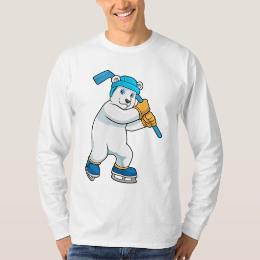 アイスホッケーのホッキョクグマ、スティック付き Tシャツ (正面)