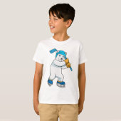 アイスホッケーのホッキョクグマ、スティック付き Tシャツ (正面フル)