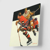 アイスホッケーのマッチ スクエア壁時計 (傾斜)