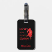 アイスホッケーのラゲッジタお気に入りのグのシーズンレッド ラゲッジタグ (裏面縦)