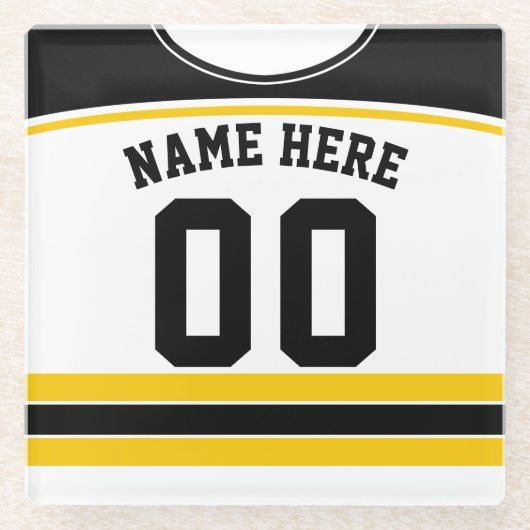 アイスホッケーの名前&ナンバージャージーコースター ガラスコースター (正面)