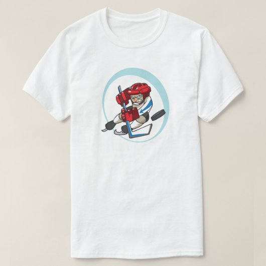 アイスホッケーの日本製アニメのスタイルのイラストレーションの冬のゲーム Tシャツ (デザイン正面)