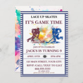 アイスホッケーの時間だ！スケートを履こう 招待状 (正面/裏面)