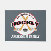 アイスホッケーの棒およびパックの姓の生命 ドアマット (正面)