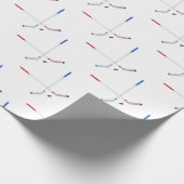 アイスホッケーの棒およびパック ラッピングペーパー (角)