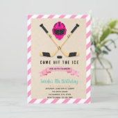 アイスホッケーの誕生日の女の子の招待 招待状 (スタンド正面)