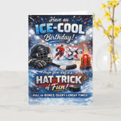 アイスホッケーの誕生日カード - 氷のようにクールな誕生日 カード (黄色い花)