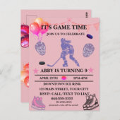 アイスホッケーの誕生日テーマをカスタマイズ ポストカード (正面/裏面)