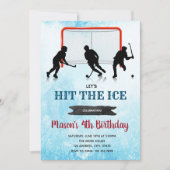アイスホッケーの誕生日パーティーの招待 招待状 (正面)