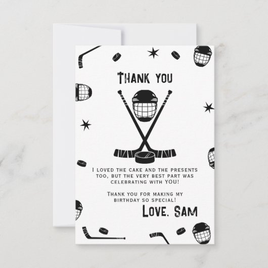 アイスホッケーの誕生日パーティー アクセサリー サンキューカード (正面)