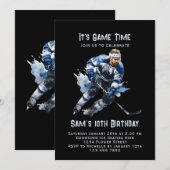 アイスホッケーの誕生日招待状, アイスホッケーパーティー 招待状 (正面/裏面)