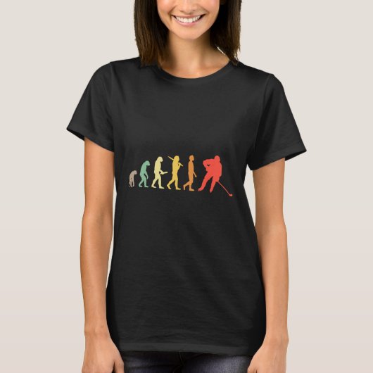 アイスホッケーの進化 レトロ アイスホッケーギフト Tシャツ (正面)