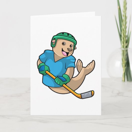 アイスホッケーの選手とアイスホッケーのスティック カード (正面)