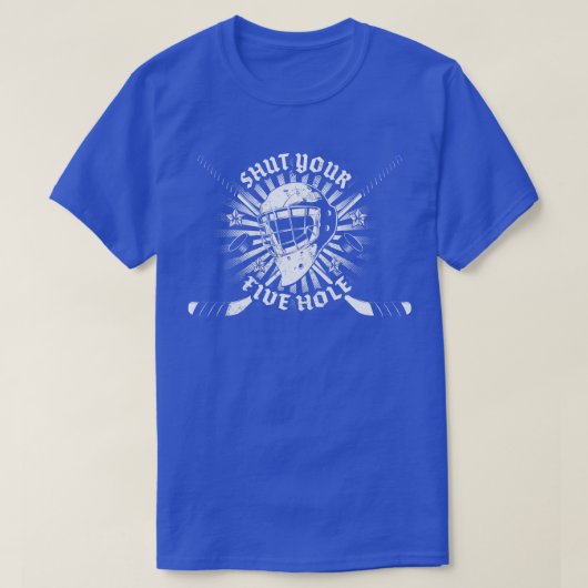 アイスホッケーの5ホールを閉じる Tシャツ (デザイン正面)