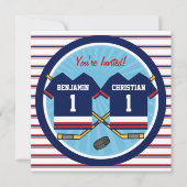 アイスホッケーはジャージーV2の第1誕生会を結び付けます 招待状 (正面)